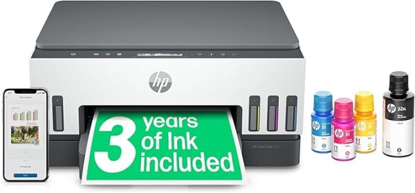 HP 28B54A Smart Tank 7005 Wireless All-in-One Ink Tank Printer, up to 3 Years of Ink Included, Mobile Print, Mobile Fax, Scan & Copy, Grey, White