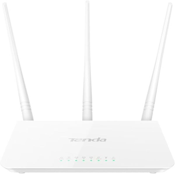 Tenda Wireless Router 300 Mbps, 3 External Antennas for Streaming Music, Uploading Photos, Video Chatting, Hd Video Streaming F3, White