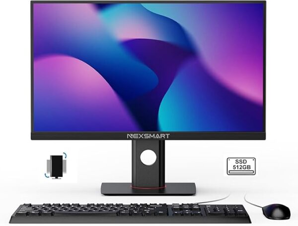 All-in-one PC 23.8 Inch Screen Height Adjustable Desktop Computer 8GB RAM,512GB SSD Core i7-4785T,4 Cores 8 Threads Support Dual Band Wifi,Bluetooth 4.2 Wired Mouse and Keyboard Black