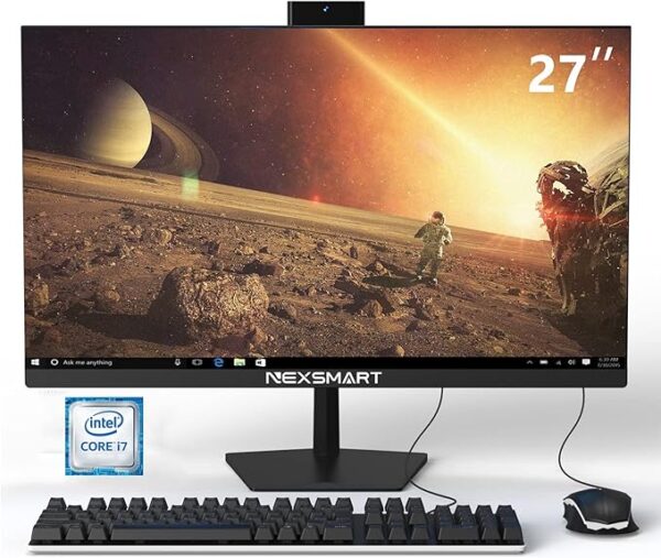 woynsz All-in-one PC Desktop Computer Gaming Desktop PC 27 inch FHD with Core i7-4785T(Up to 3.20Ghz) 16GB RAM,512GB SSD,With Front Webcam Dual Band Wi-Fi,Bluetooth 4.2 Wired Mouse and Keyboard Black