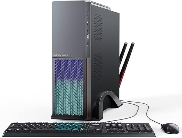 Desktop PC 16GB RAM 512GB SSD Intel Core i7-4765T Processor Computer With 2.4G/5G/6G WiFi6E Bluetooth 5.3, Small Size and RGB Light, Mouse Keyboard