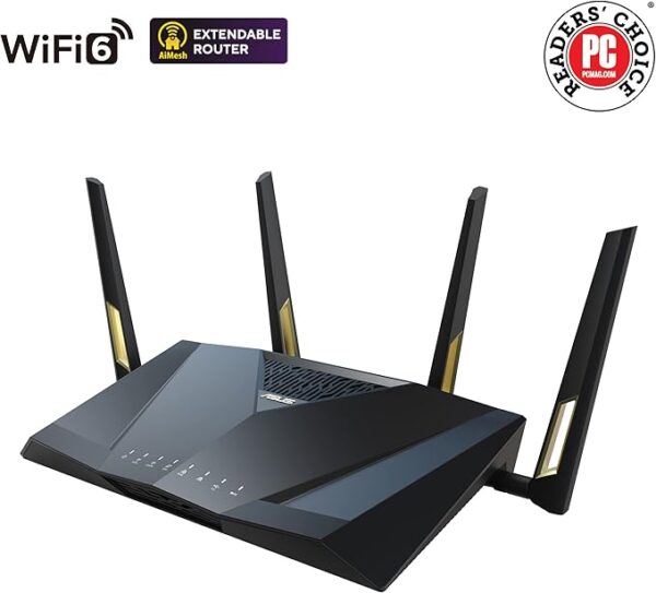 ASUS RT-AX88U Pro (AX6000) Dual Band WiFi 6 Extendable Gaming Router, Dual 2.5G Ports, ASUS Rangeboost Plus, Port Forwarding, Subscription-free Network Security, Instant Guard, VPN, AiMesh Compatible